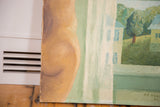 Lower right corner of the 1950 painting, signed R.P. Hans '50, showing mint green.