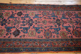 Rare allover Gerrus design on dusty rose and blue vintage Persian Lilihan rug.