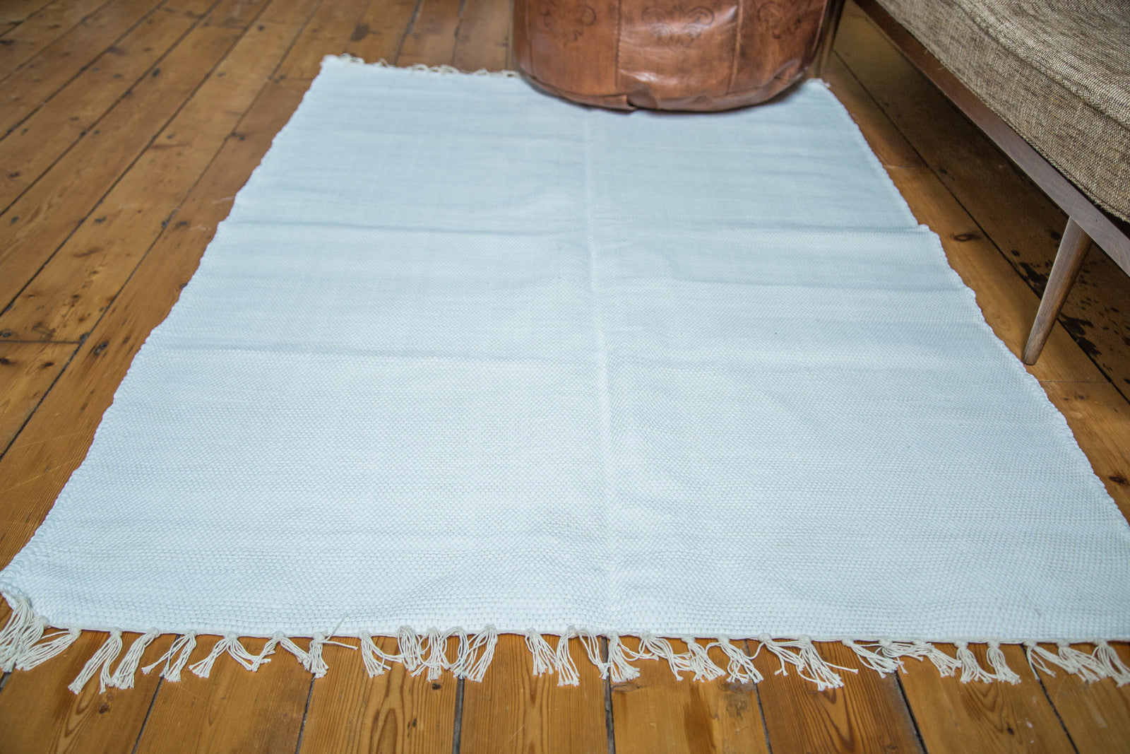 4x6 New Organic Cotton White Rag Rug // ONH Item 2136 Image 1