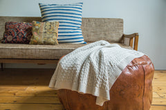 Organic Cotton Gray Cable Knit Blanket // ONH Item 2147
