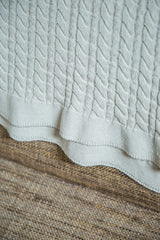 Organic Cotton Gray Cable Knit Blanket // ONH Item 2147 Image 4
