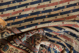 Close-up of the antique Shirvan runner's hand-spun cotton wefts and wool foundation.