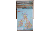 Rare antique British Isles pull-down map, vibrant varied colors, circa 1900 with bottom discoloration.