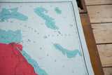 Antique map detail featuring Persia, Caspian Sea, vibrant light blue waters, and clear text.