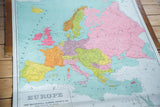 Bottom section of the antique school map of Europe showing vibrant colors and publisher.