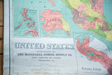Antique pull down map detail, showing 'UNITED STATES' title and McConnell School Supply Co. publisher.