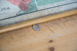 Bottom wooden dowel of vintage map with 'US' tag, showing Panama region.