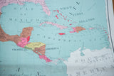 Vibrant early 20th century North America map detail of Central America and the Caribbean.