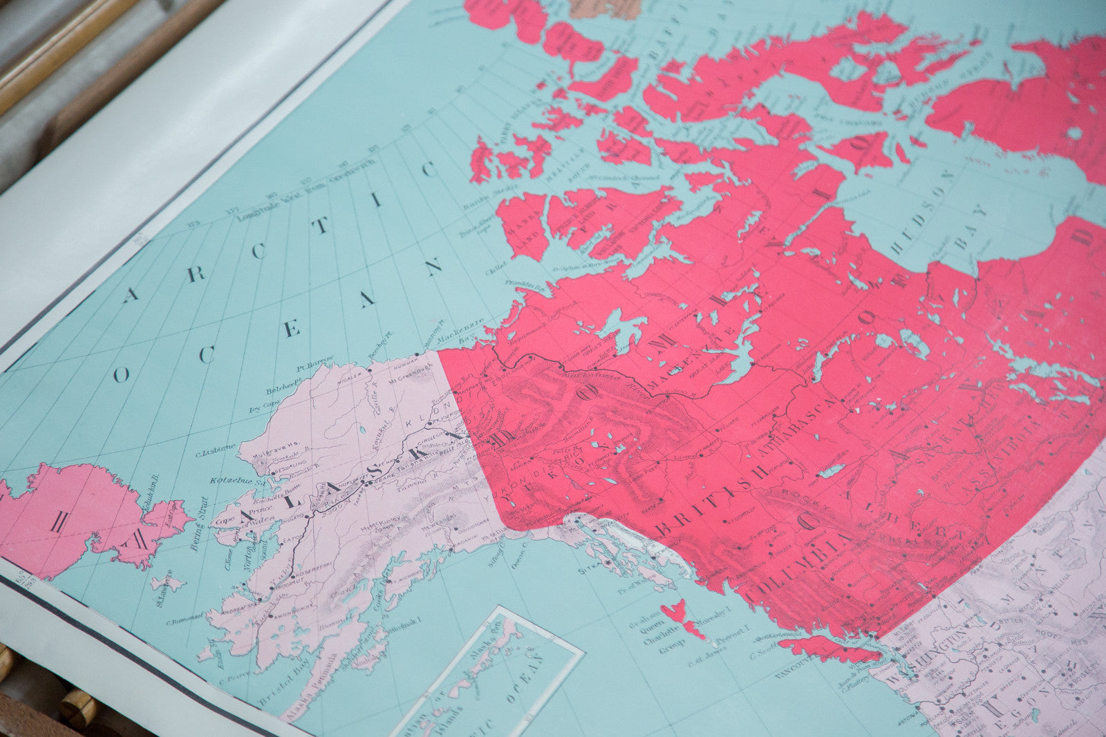 Vintage Pull Down Map North America