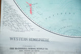 Western Hemisphere map detail: red New Zealand, mountain chart, and McConnell School publisher.