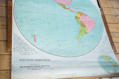 Vintage Pull Down World Map Western Hemisphere // ONH Item 2190 Image 3