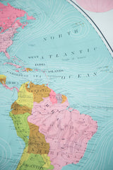 Vintage Pull Down World Map Western Hemisphere // ONH Item 2190 Image 5