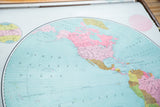 Early 20th century Western Hemisphere map with vibrant pastel blue North Pacific and Alaska.