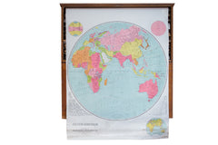 Vintage Pull Down World Map Eastern Hemisphere // ONH Item 2191