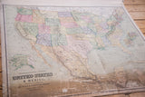 Detail of the antique USA and Mexico map title block showing strong bottom edge discoloration.