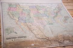 USA and Mexico Antique Pull Down Map // ONH Item 2192 Image 1