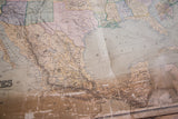 Lower section of circa 1910s USA and Mexico map, with significant age discoloration.