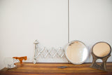 Antique Fleur De Lis Barber Mirror hardware with aged silver paint.