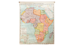 Vintage Classroom Pull Down Map of Africa // ONH Item 2196