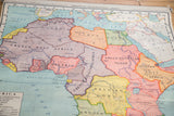 Close-up vintage map of Africa showing French West Africa, Nigeria, and pastel territories.