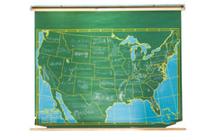Vintage Chalkboard World Pull Down Map // ONH Item 2197 Image 1