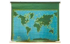 Vintage Chalkboard World Pull Down Map // ONH Item 2197