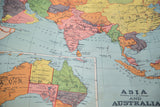 Late 1930s Nystrom map detail of colorful India, Burma, Siam, and Indo-China regions.
