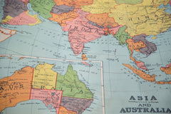 Vintage Asia and Australia Pull Down Map // ONH Item 2198 Image 2