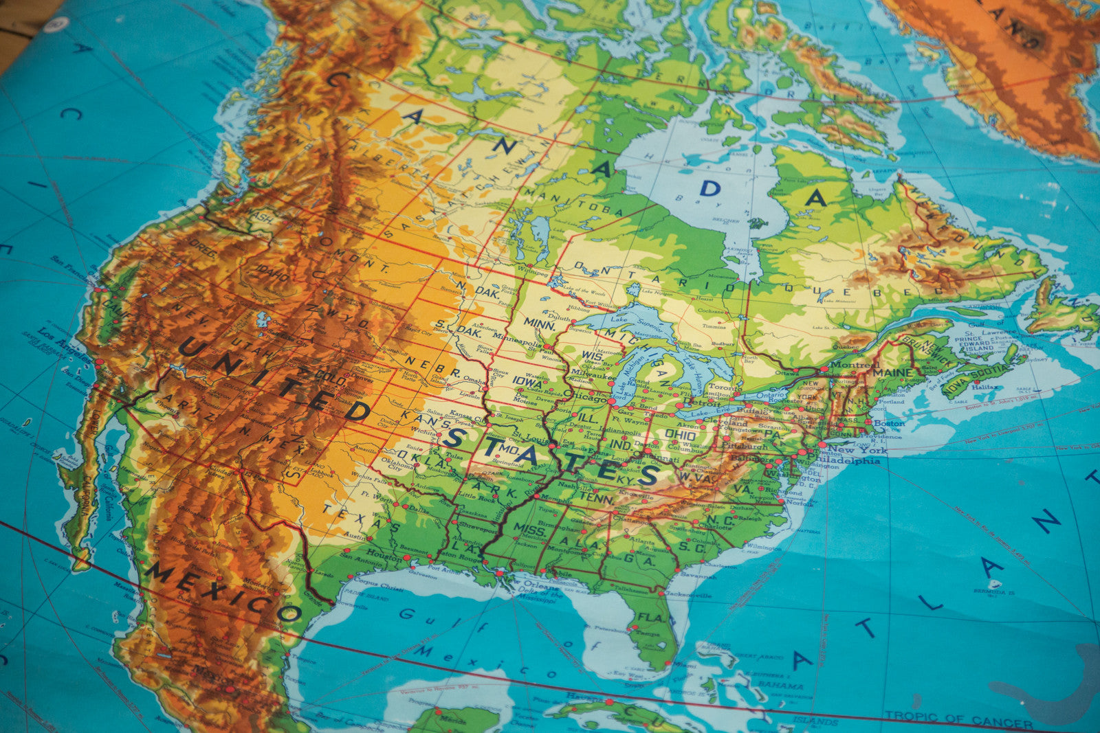 Mid-Century North America Pull Down Map // ONH Item 2199 Image 1