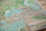 Vintage 1930s Nystrom map detail of Black Sea region, subdued blues, greens, and ocean depth key.