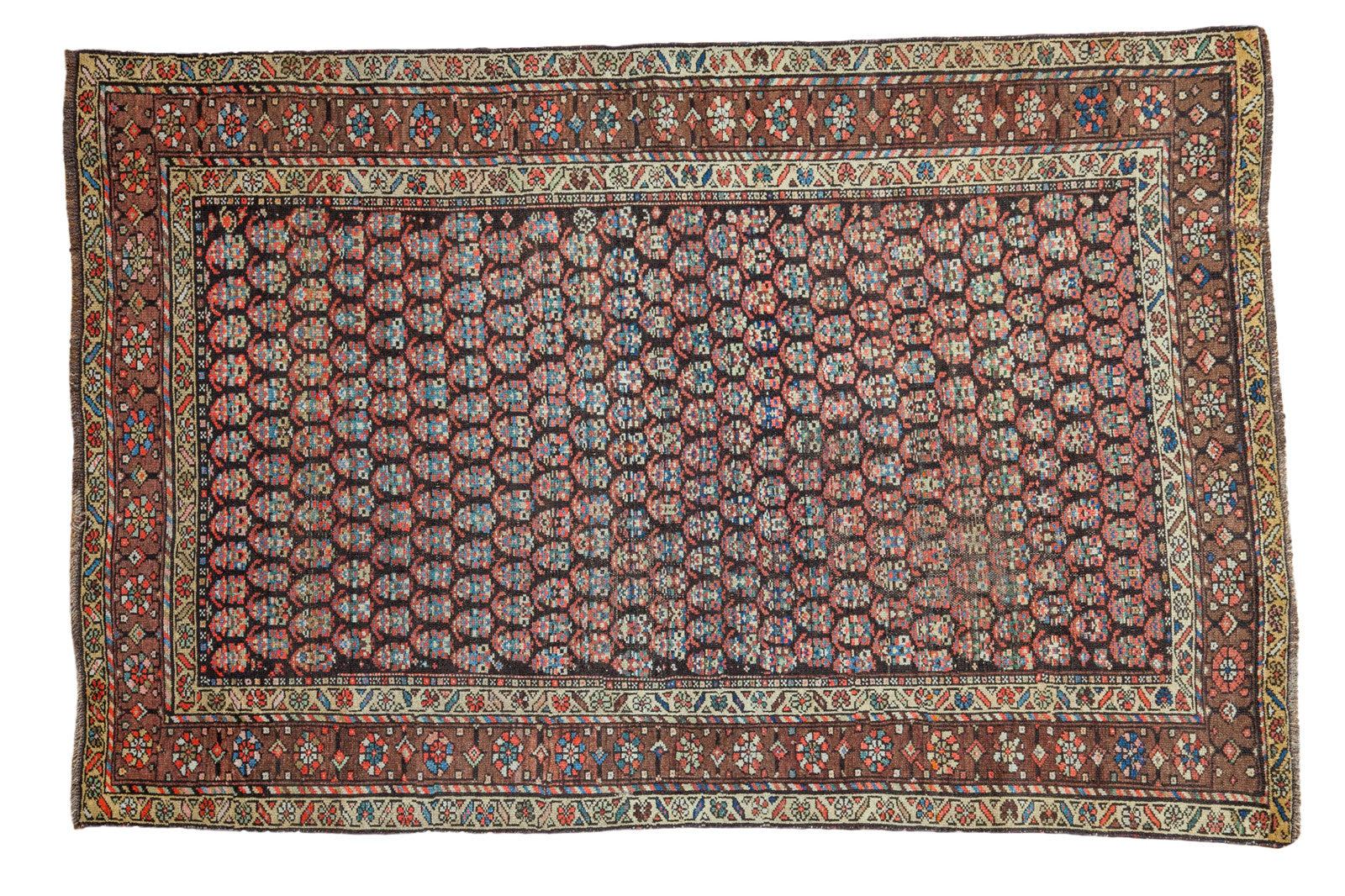 4x6 Antique Boteh Kurdish Rug
