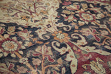 Finely woven floral details and time-softened pile of a late 19th-century Lavar Kerman carpet.