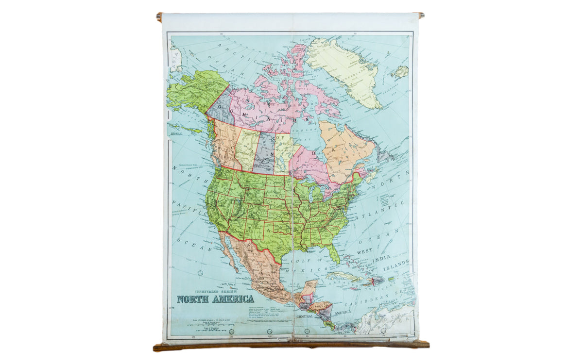 Antique W & AK Johnston Pull Down Map of North America – Item #2224