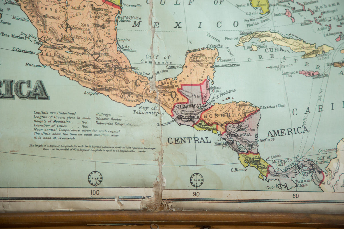 Antique W & AK Johnston Pull Down Map of North America – Item #2224