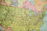 1916 W & AK Johnston North America map, central region close-up with vertical separation.