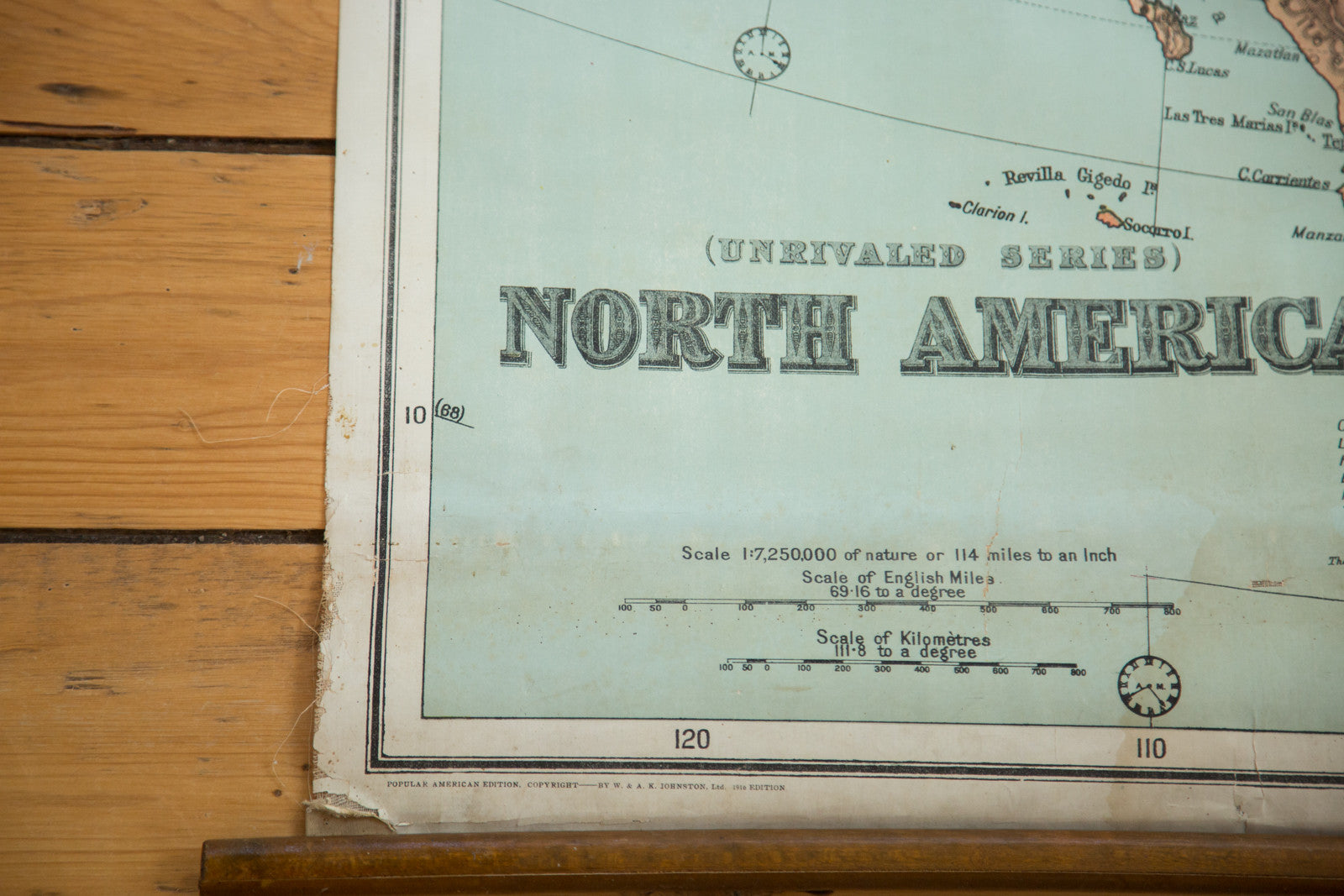 Antique W & AK Johnston Pull Down Map of North America – Item #2224