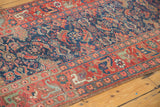 Rich pile of antique Kurdish Bidjar runner with indigo Herati design and madder red border.