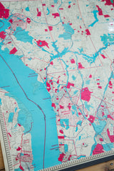 Angled map detail showing Ossining, Briarcliff Manor, Hudson River in teal and pink.