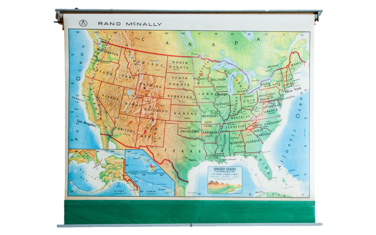 Vintage 1960s America Pull Down Map // ONH Item 2496