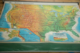 Detail of vibrant 1960s Rand McNally Beginner's Merged Relief map, western USA.