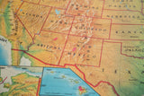 Vintage 1960s Rand McNally map close-up of Southwestern US, vibrant colors and relief.