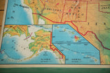 Vibrant blue Pacific, Hawaiian Islands, and Texas-Mexico border on vintage 1960s map.