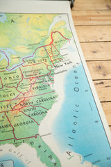 Vibrant green southeastern US states on a vintage 1960s America relief map.