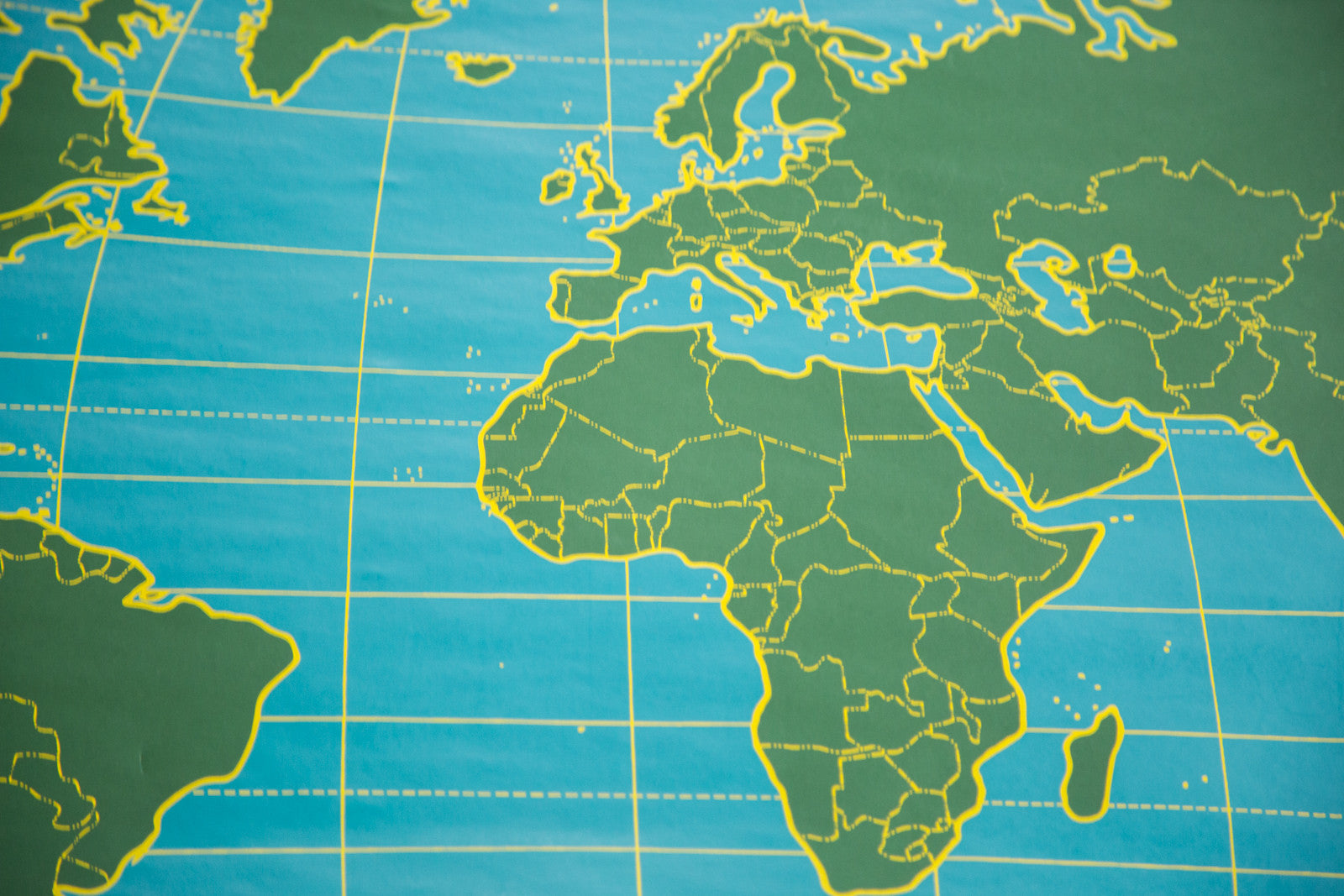 Vintage Chalkboard World & USA Pull Down Map // ONH Item 2239 Image 1