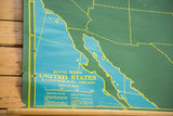 Vintage chalkboard USA map showing Baja California, green and blue, with Nystrom branding.