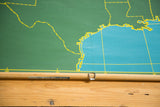 Vintage chalkboard map with bottom wooden dowel, metal bracket, and Gulf coast.