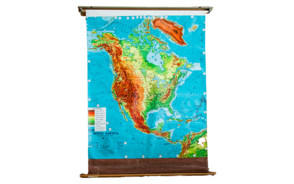 Mid-Century North America Pull Down Map // ONH Item 2240