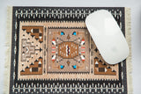 Navajo Mouse Pad, Southwestern geometric pattern in brown, beige, and black, with a white mouse.