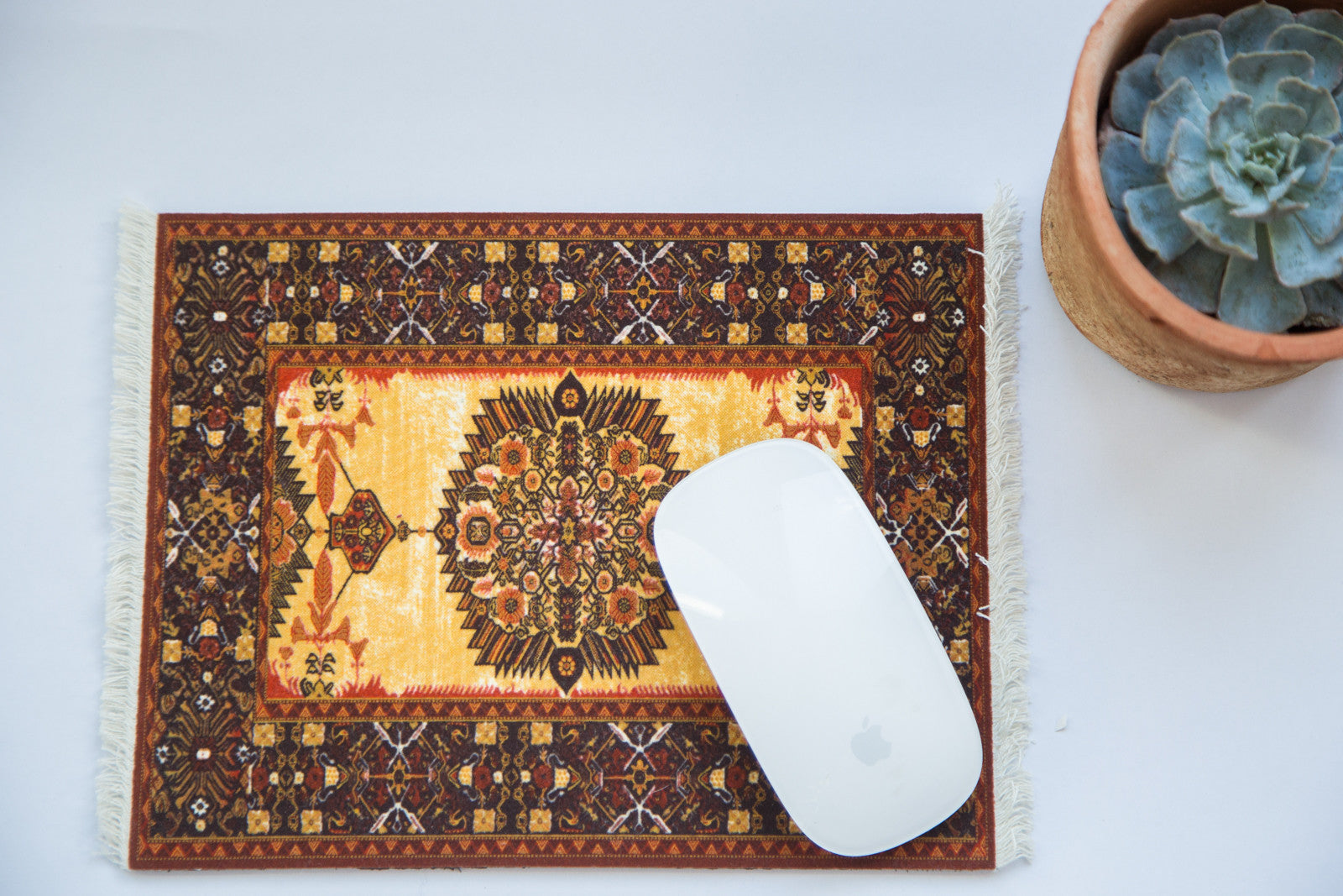 Ivory Gold Persian Rug Mouse Pad