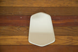 Small Art Deco bell shape beveled glass mirror, reflective and clear, 6x4.5 inches.